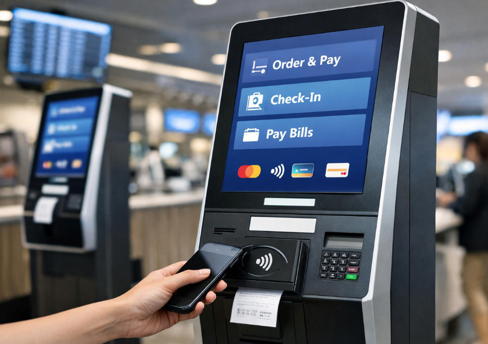 automatic touch screen payment terminal kiosk