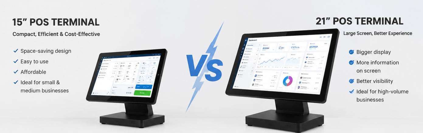 15-inch vs 21-inch POS Terminal 15-inch vs 21-inch POS Terminal